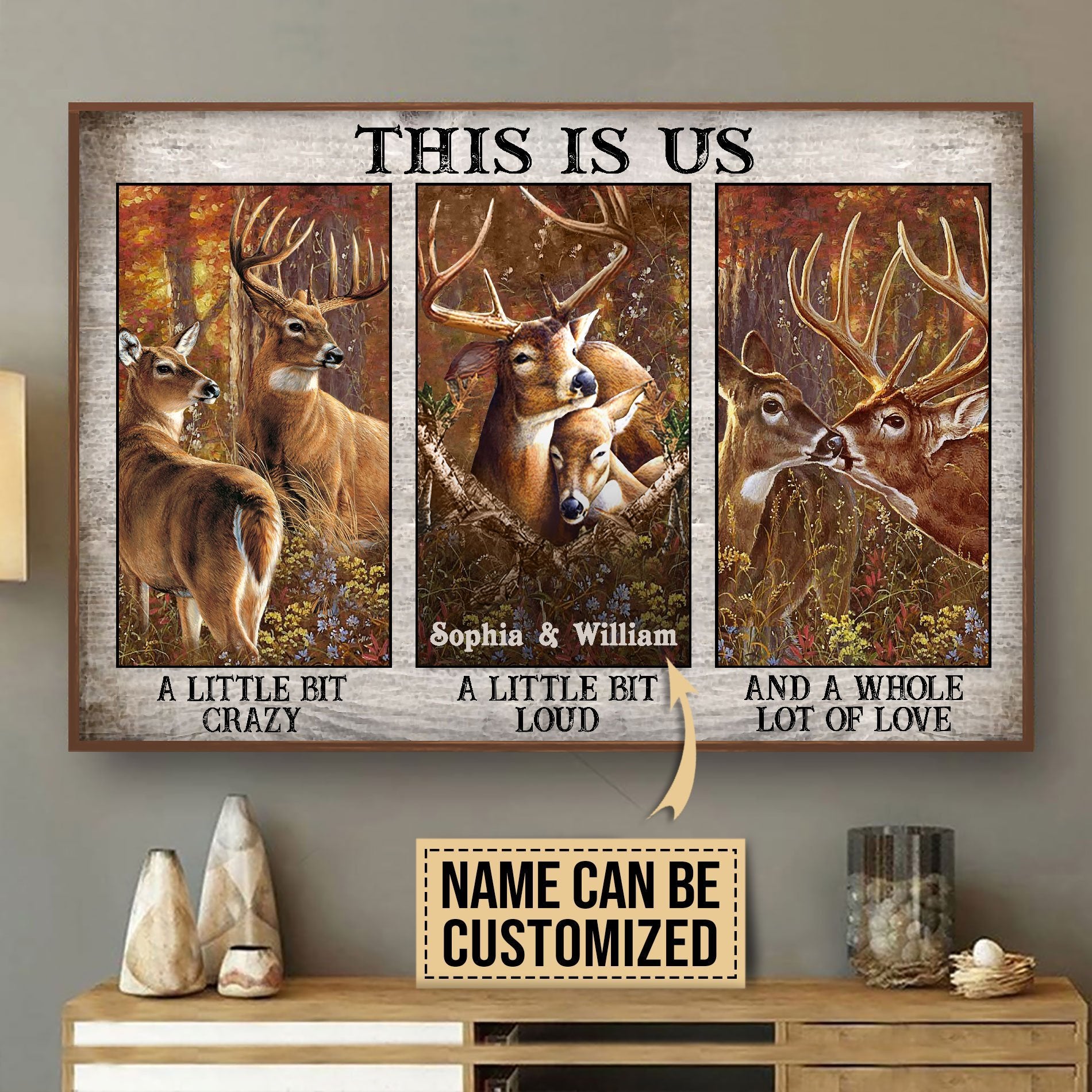 Aeticon Gifts Personalized Deer Couple This Is Us Canvas Mom Dad Gift Home Decor