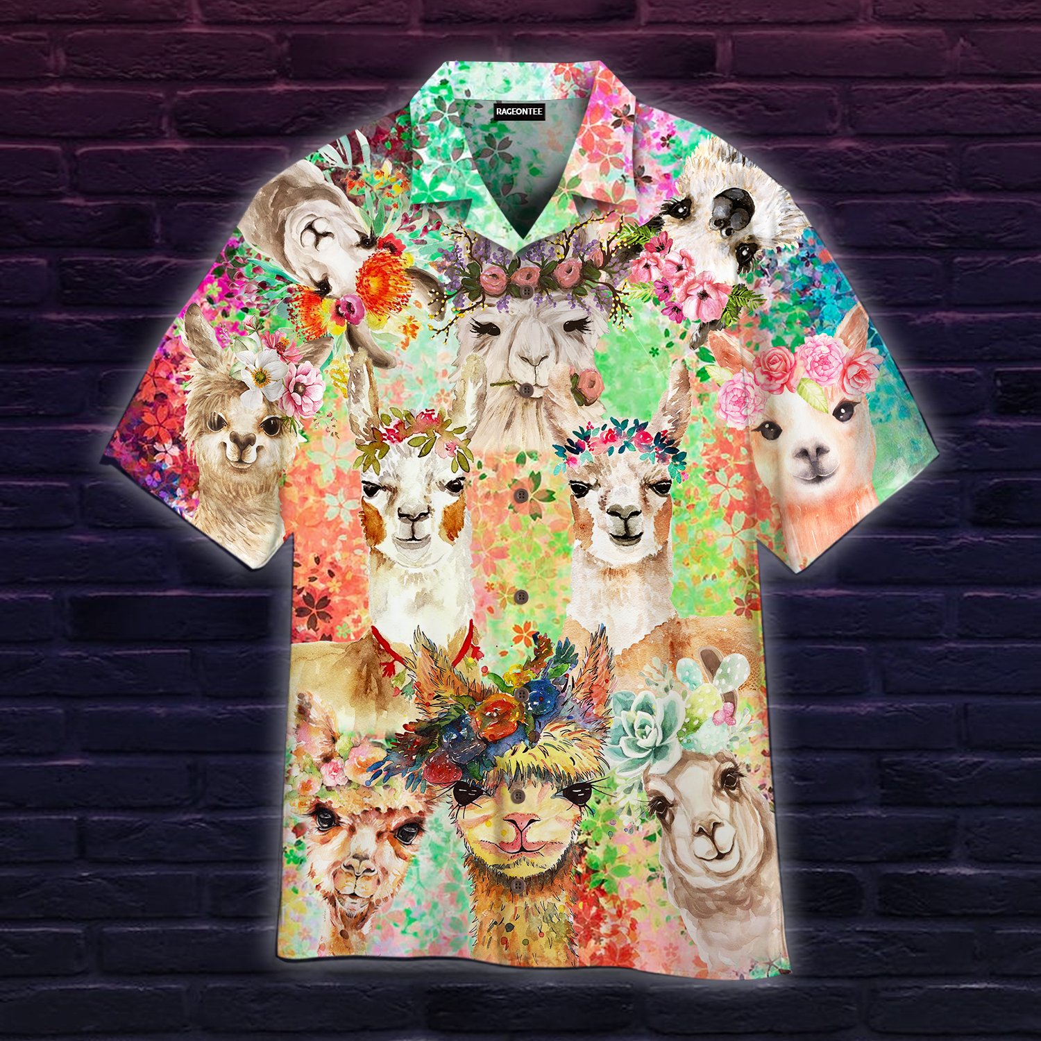 Animal Lovely Llama Flower Crown Hawaiian Shirt | For Men & Women | Adult | Wt1262