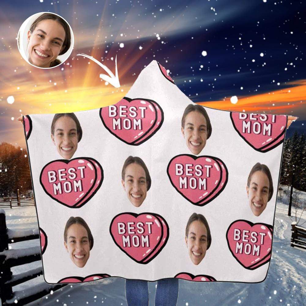 Custom Face Mother’S Day Love Heart Hooded Blanket