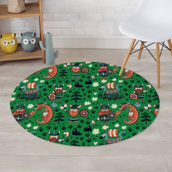 Drakkar Dragon Viking Round Rug