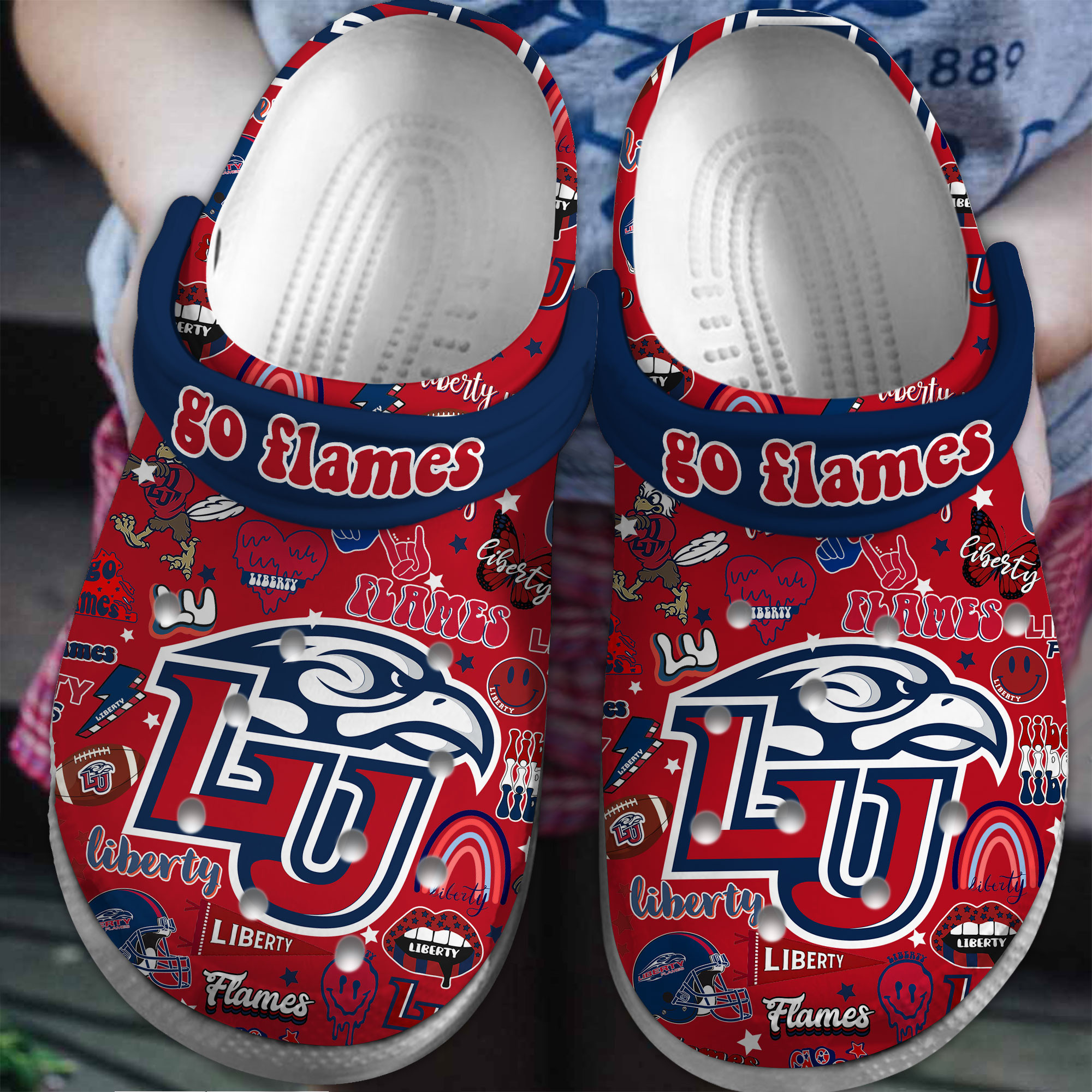 Liberty Flames NCAA Sport Crocss Crocband Clogs Shoes Comfortable For Men Women and Kids