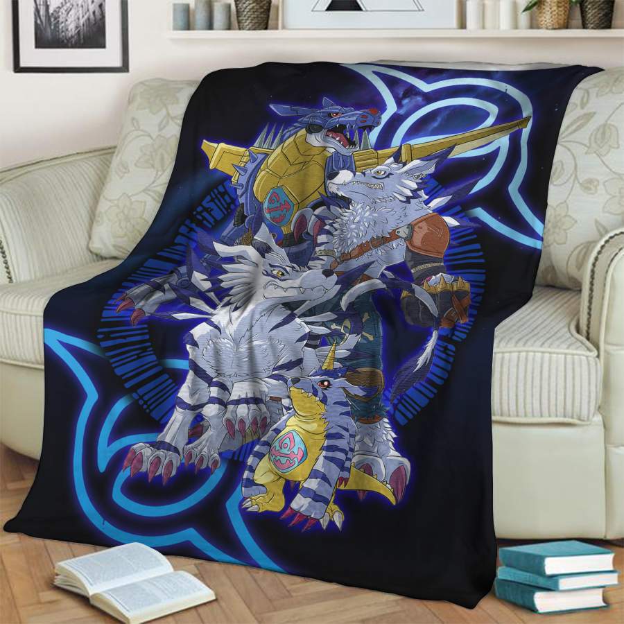 Digimon Gabumon Family 3D Throw Blanket