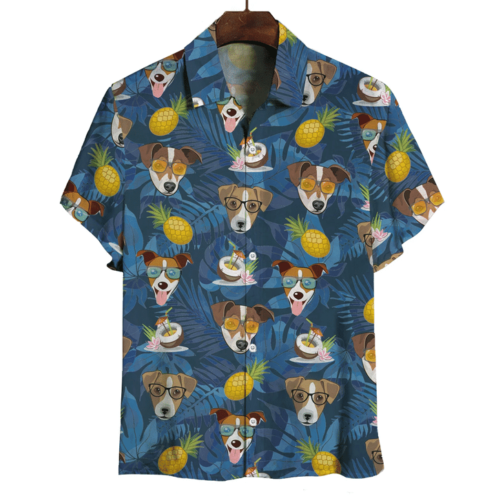 Lushstyle Aloha Hawaii Jack Russell Terrier Hawaii Graphic Print Short Sleeve Hawaii Shirt Ha20994