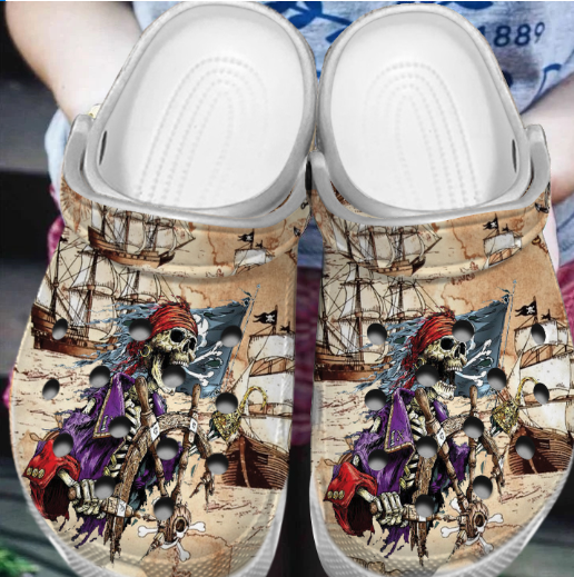 Skull Personalized Clog, Custom Name, Text, Color, Number Fashion Style For Women, Men, Kid, Print 3D Skull Pirate