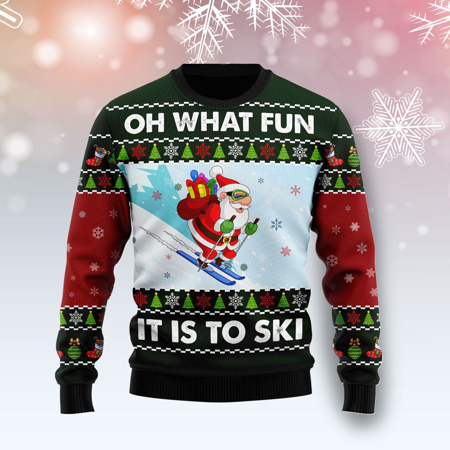 Skiing Oh What Fun Ugly Christmas Sweater | For Men & Women | Adult | Us4389