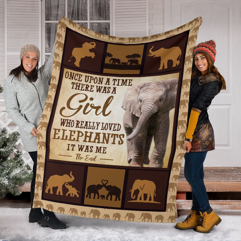 Once Upon A Time There Was A Girl Elephants Fleece Blanket, Sherpa Blanket, Custom Blankets, Blanket Sofa Bed