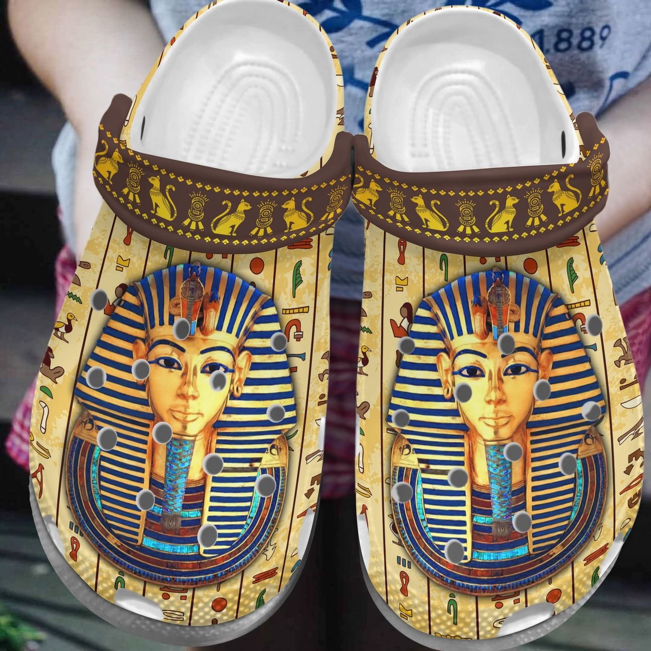 Egypt Personalized Clog, Custom Name, Text, Color, Number Fashion Style For Women, Men, Kid, Print 3D Golden Pharaoh