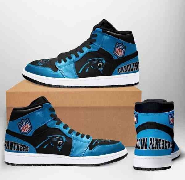 Blue And Black Themed Carolina Panthers Football Design Air Jordan 1 High Printing Shoes Sneaker