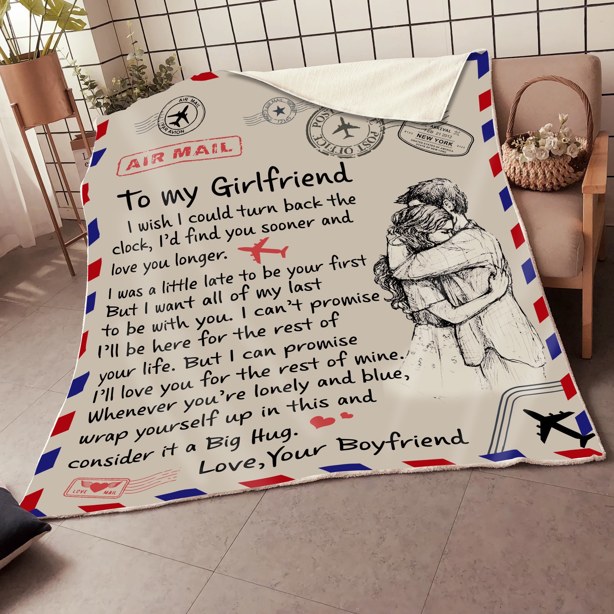 To My Girlfriend I Wish I Could Turn Back The Clock Blanket Gift For Girlfriend From Boyfriend Home Decor Bedding Couch Sofa Soft And Comfy Cozy