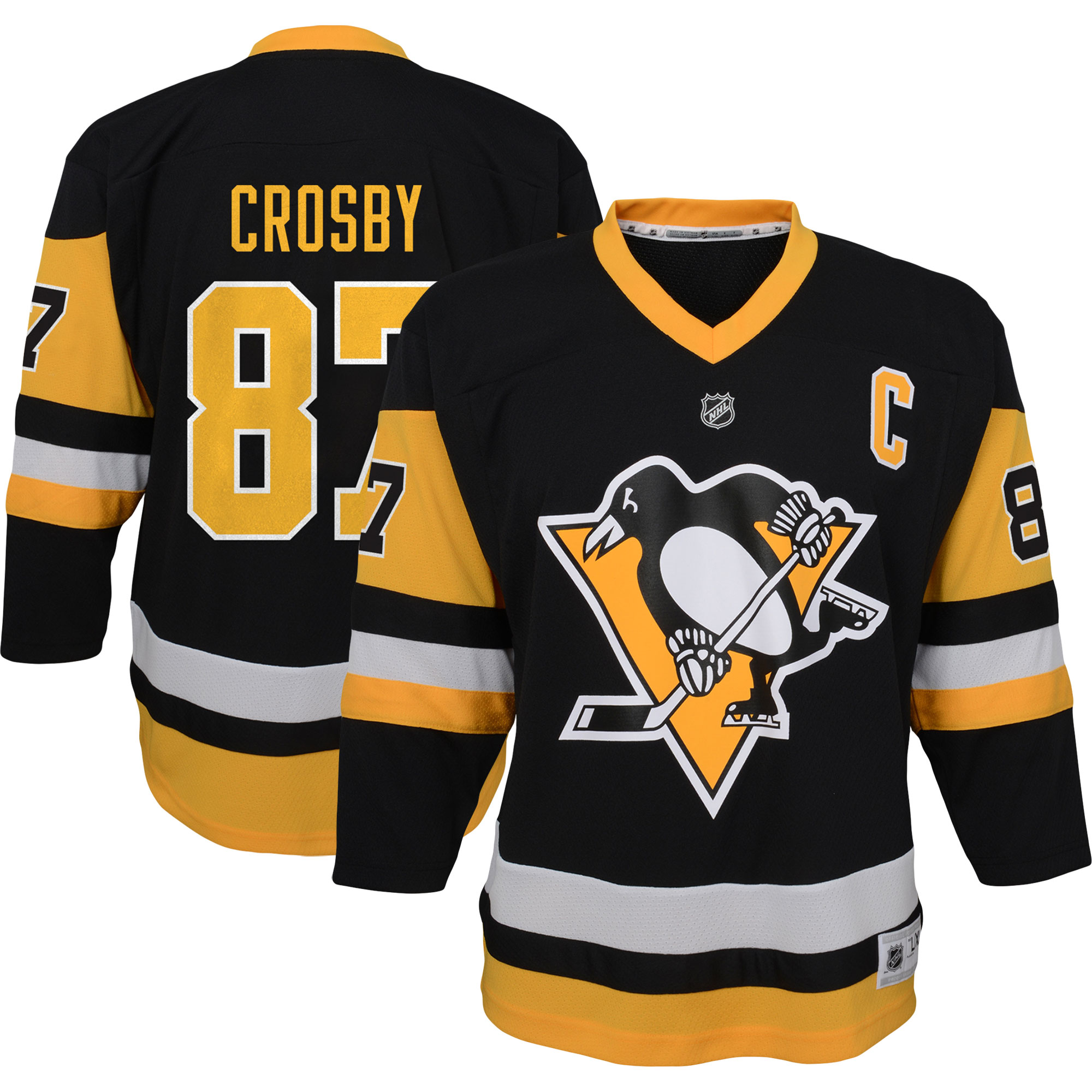 Sidney Crosby Pittsburgh Penguins Youth Captain Patch Home Replica Player Jersey – Black