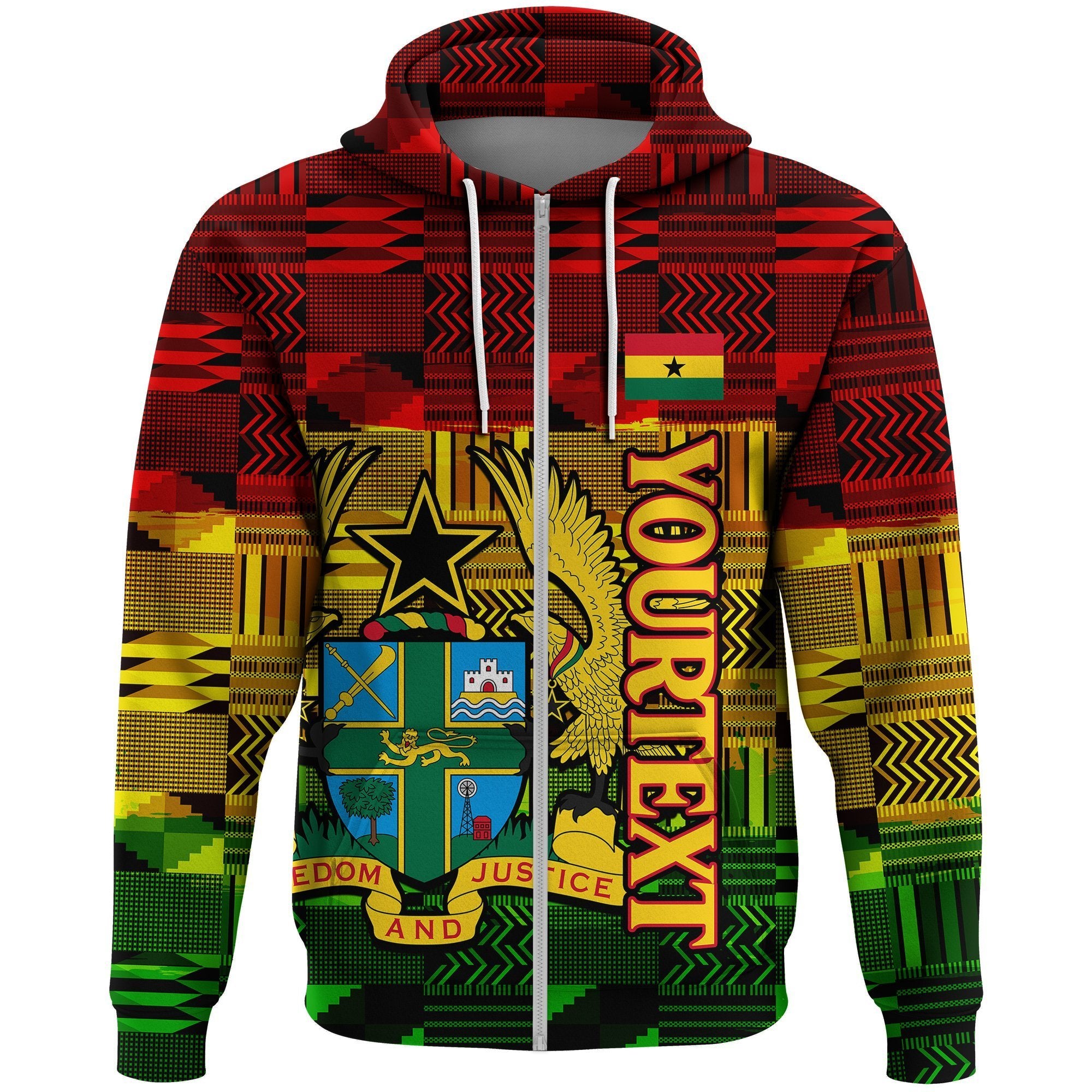 Greek Life Hoodie – Ghana Kente Customize Zip Hoodie