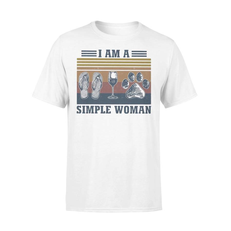 I Am A Simple Woman Flip Flop Wine Paw Vintage T-shirt