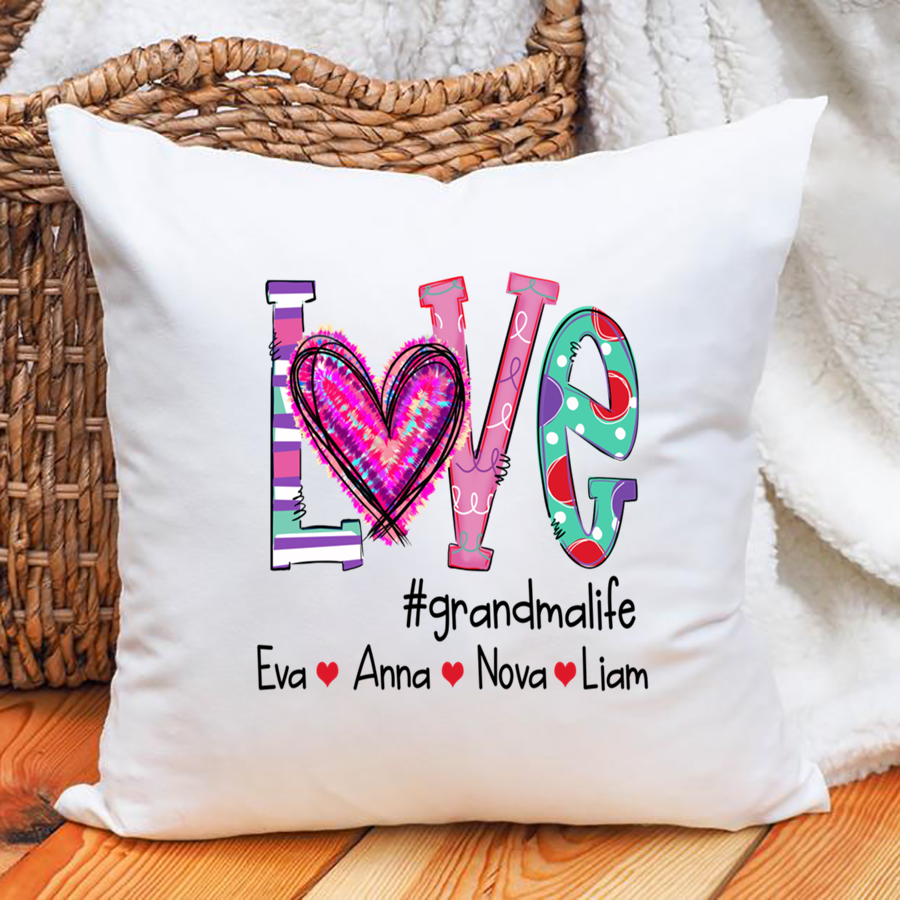 Love Heart Grandma Life Color Pillow