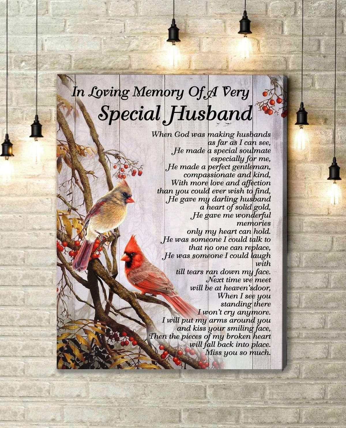 Special Husband Memorial Cardinal Premium Wall Art Canvas