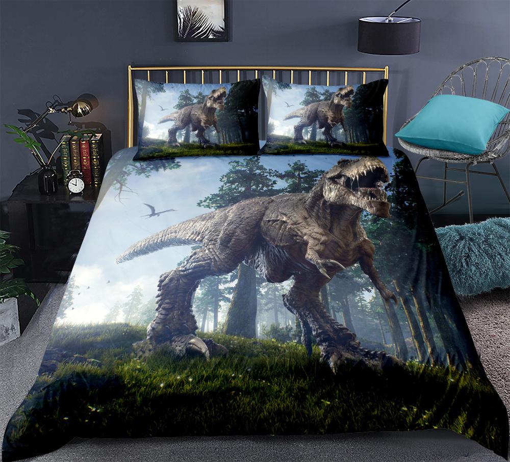 3D Hd Printing Bedding Set,Custom Kids Baby Children Duvet Cover Set Queen/King,Cartoon Dinosaurs Bed Set Bedclothes