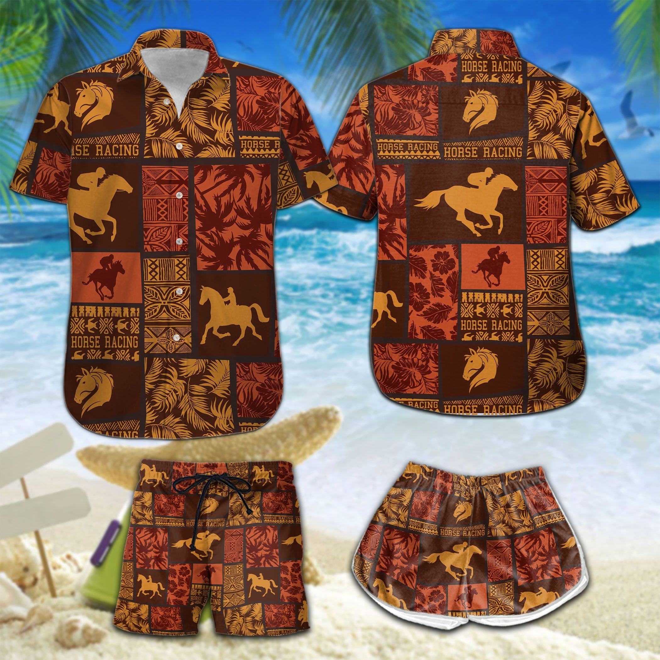 Vintage Horse Racing Hawaii Set Summer Vibes Ha18317