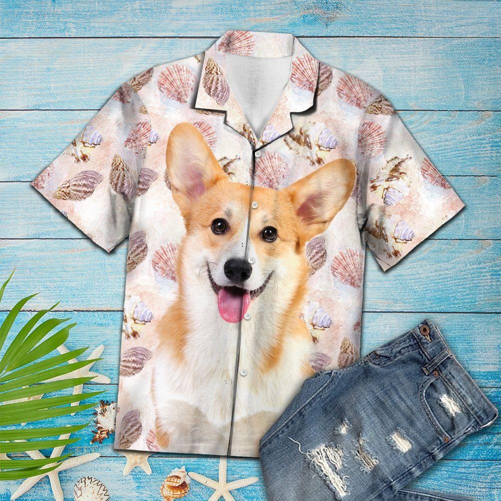 Aloha Shirt Seashells And Cute Pembroke Welsh Corgi H207029 – Hawaiian Shirt