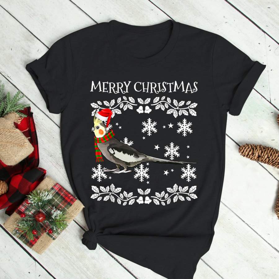 Bird Merry Christmas Ornament Cockatiel Ugly Xmas T-Shirt