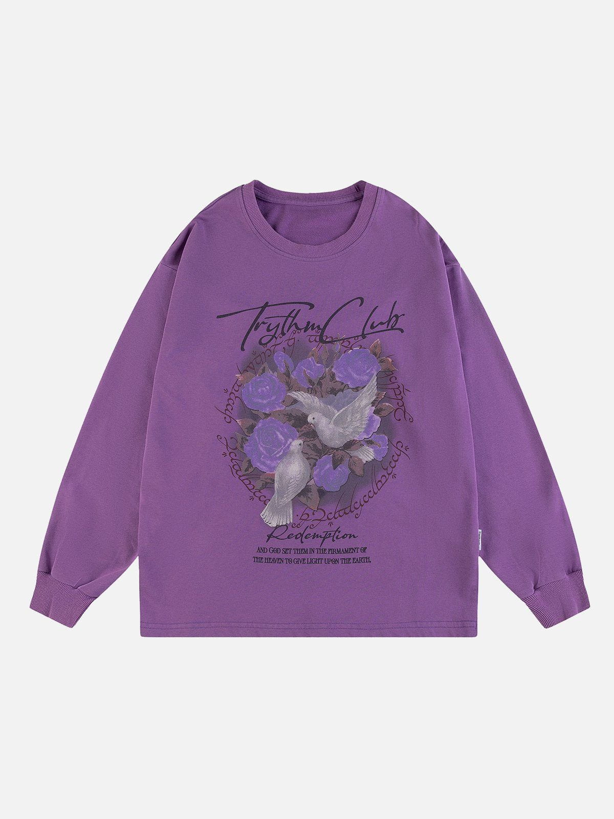 Talishko™ – Vintage Bird Rose Print Sweatshirt