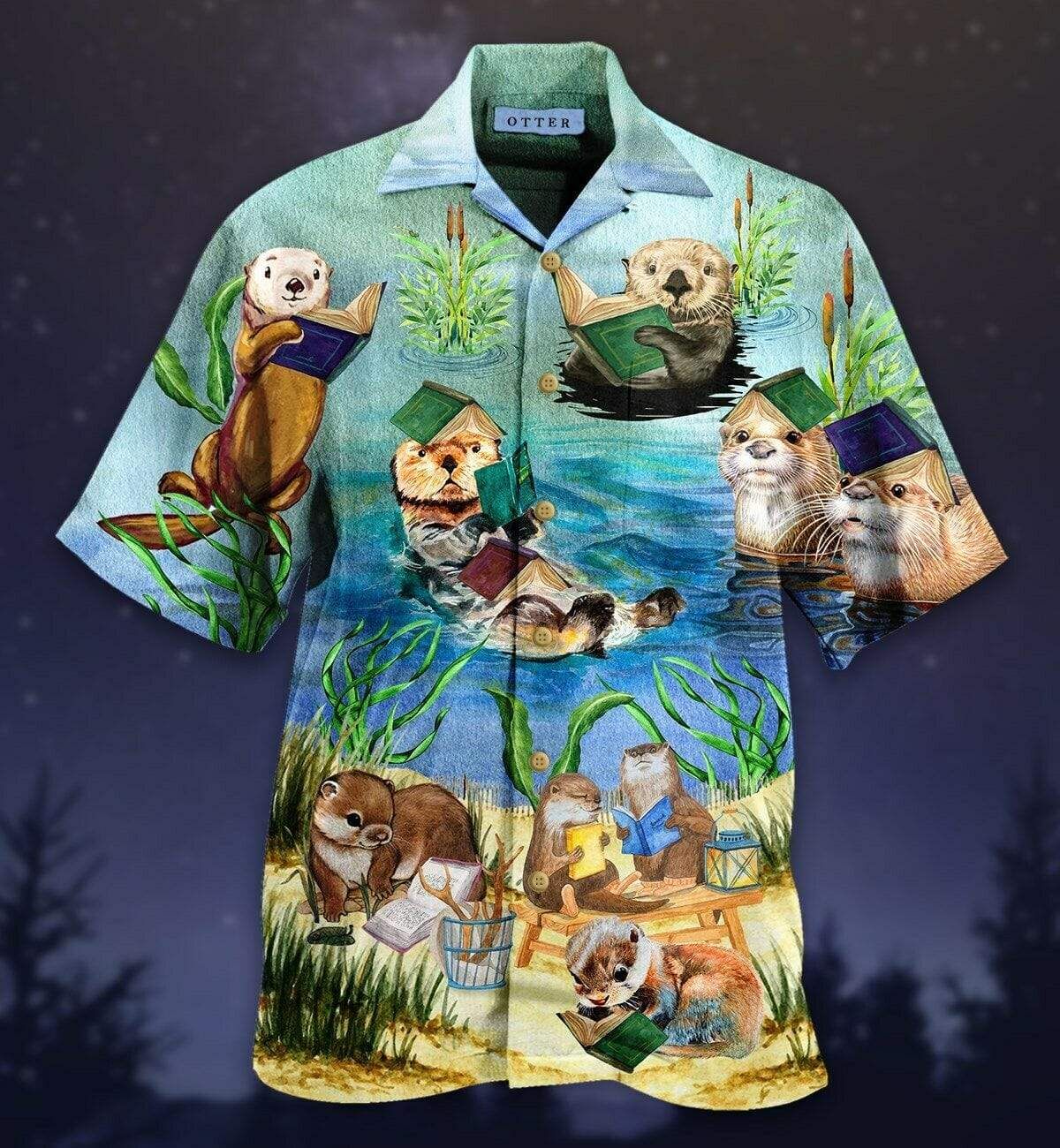 Cute Otter Reading Book Hawaii Shirt Unisex Adult Ha52307