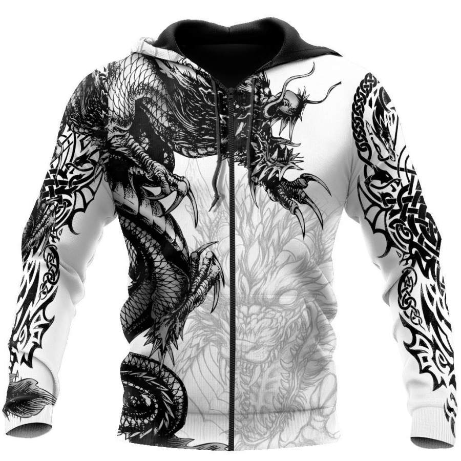 3D Tattoo Dragon Over Printed Hoodie-ML