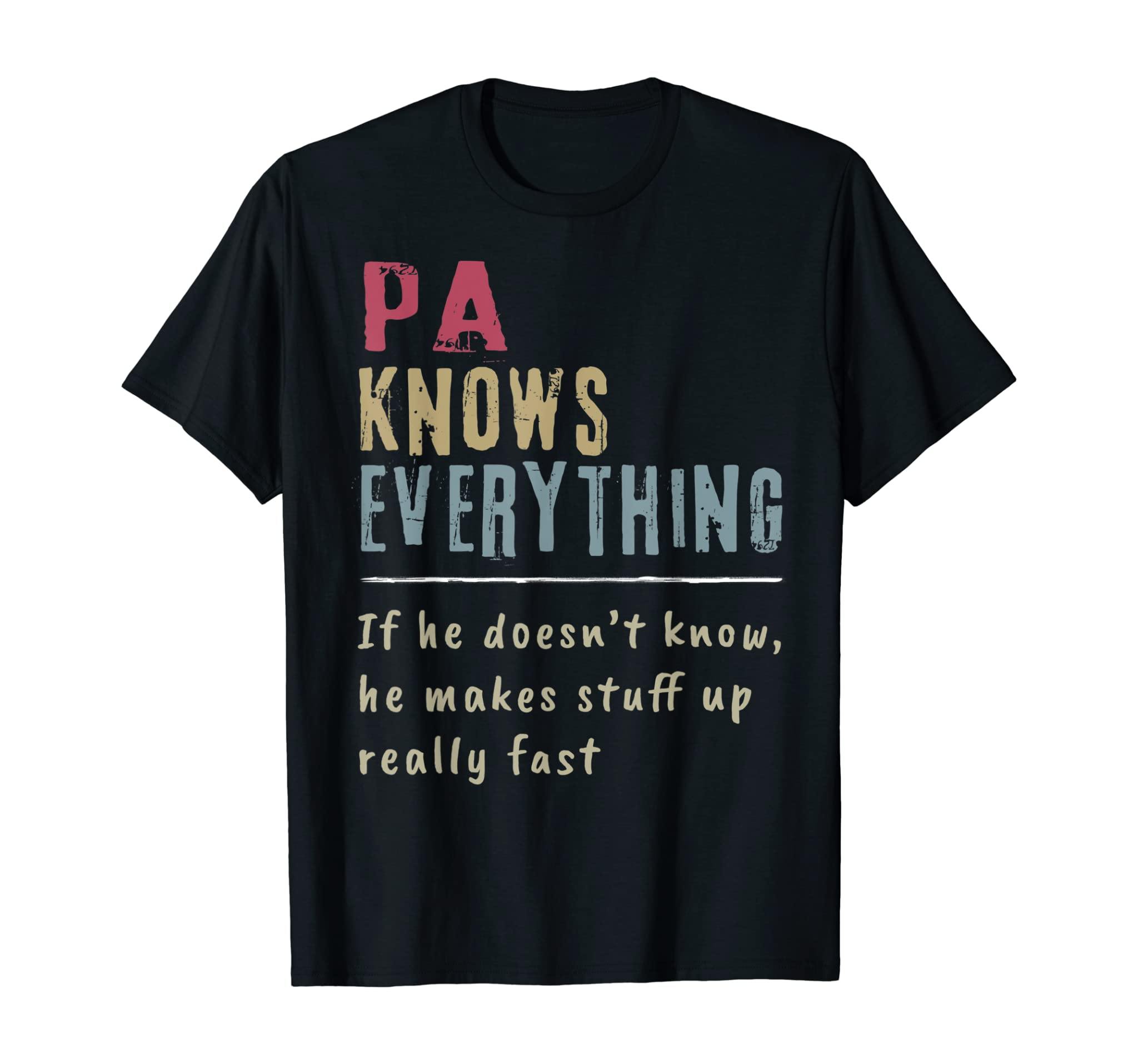 Mens Pa Know Everything – Grandpa Gift T-Shirt