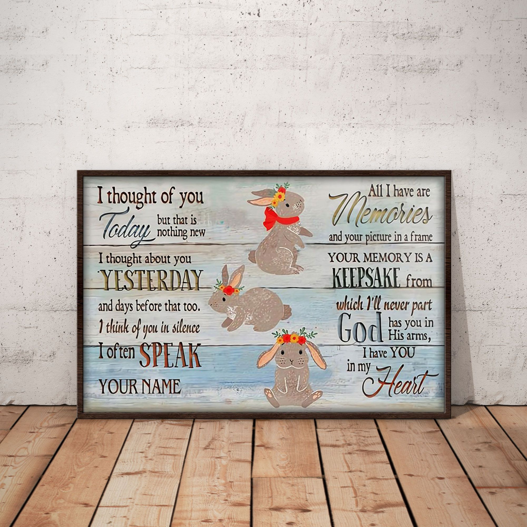 Rabbit Cartoon Poster – God Has You In His Arms Canvas Home Décor Birthday Christmas Gifts For Men Women