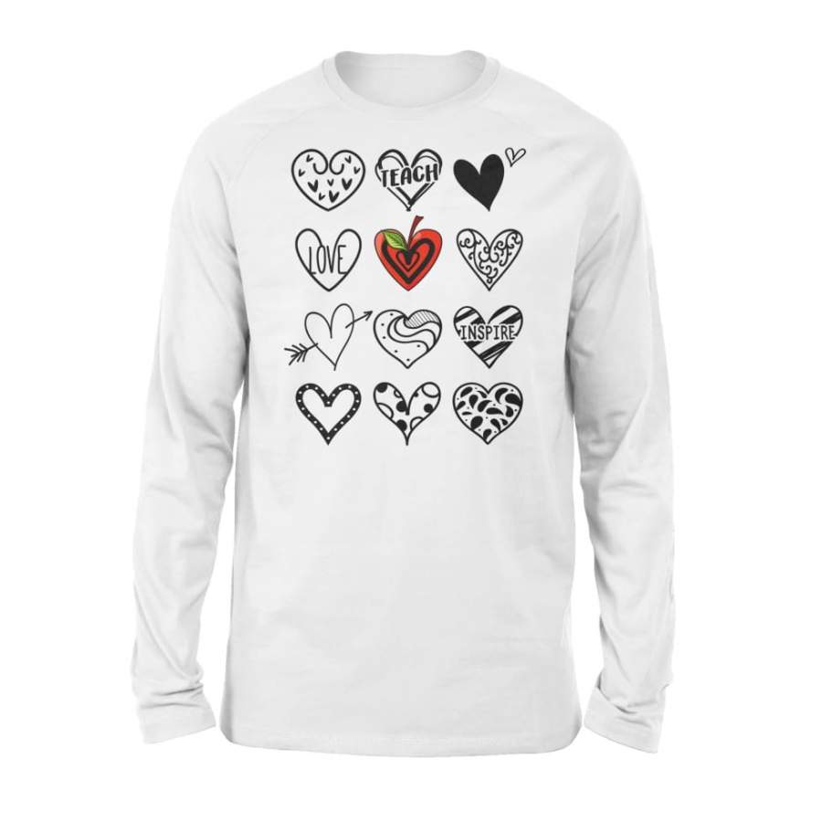 Teach Love Inspire Love Cute Heart Teacher Valentines Day – Standard Long Sleeve