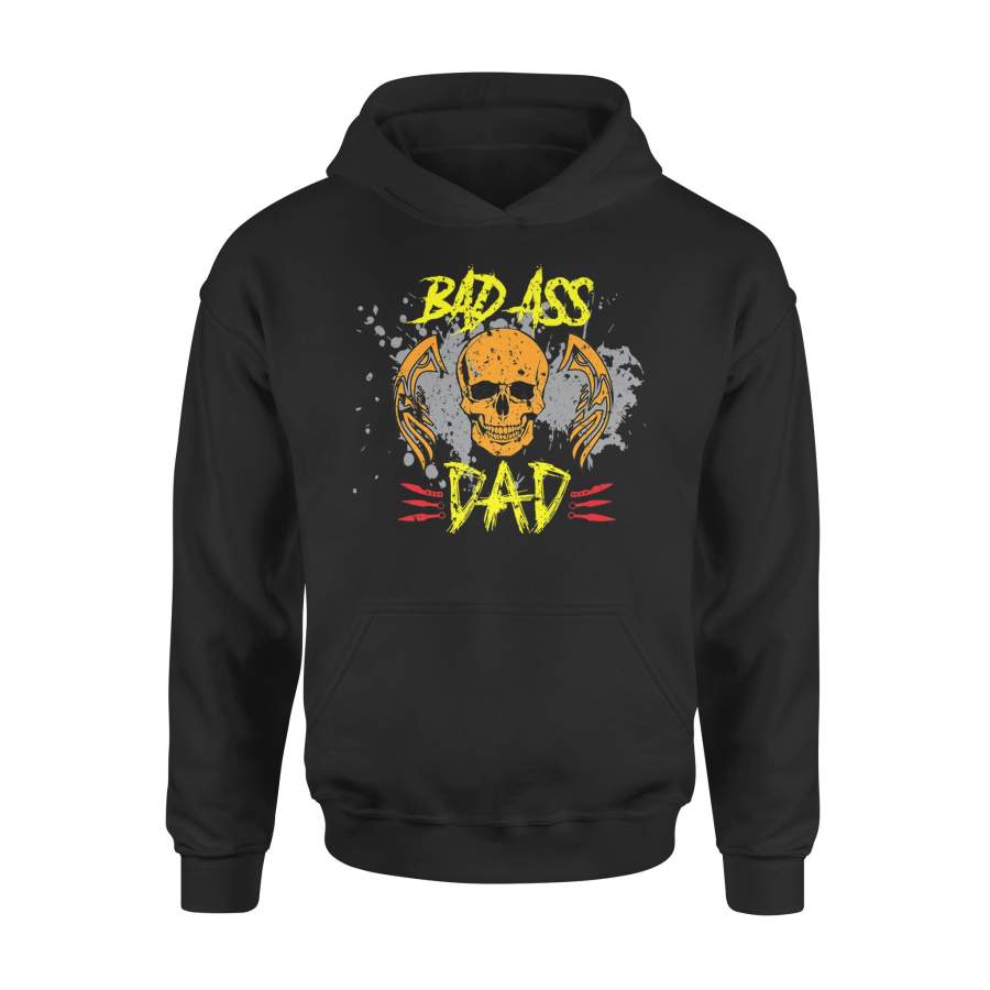 Bad Ass Dad Funny Cool Skull Hoodie