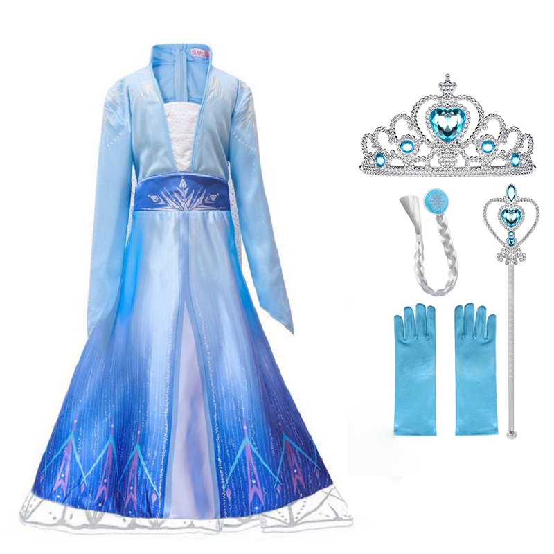 Snow Queen Winter Princess Costume Fashion Party Cosplay Dresses Elsa Anna Halloween Christmas Vestido Robe Girl Clothing alx