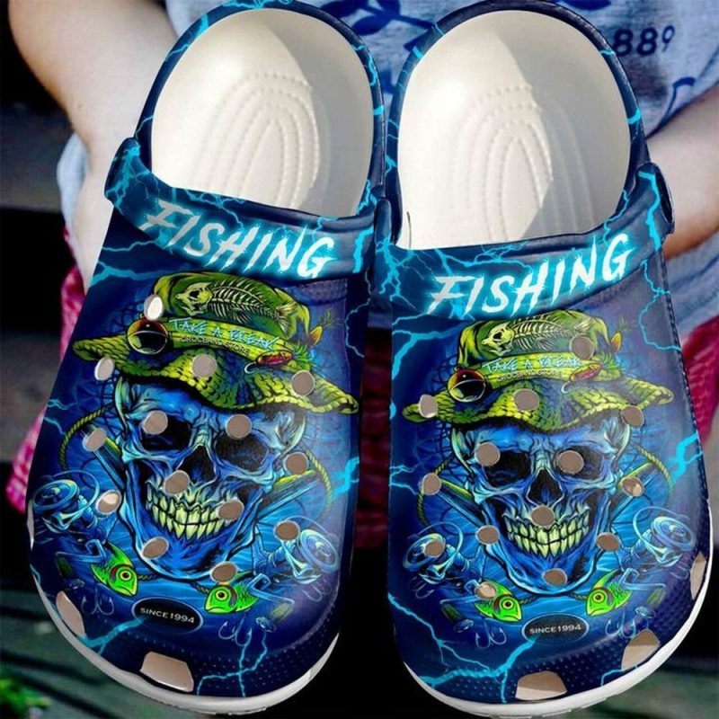 Skull Fisherman Neon 102 Gift For Lover Rubber clog Shoes Comfy Footwear