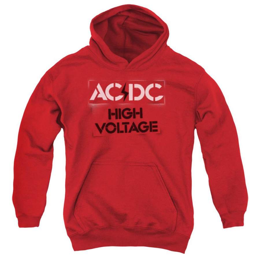 AC/DC High Voltage Stencil Youth Pullover Hoodie Sweatshirt