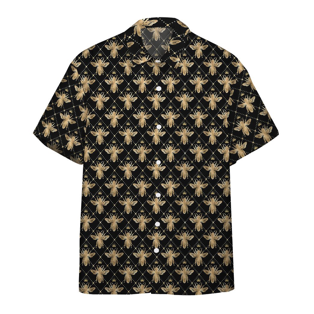 Gearhumans Golden Royal Bees In Black Custom Hawaiian Shirt Ha28770