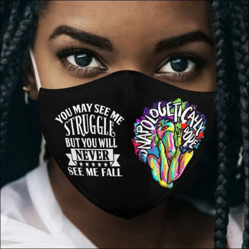 Black queen you may see me struggle but you will never see me fall face mask – dnstyles