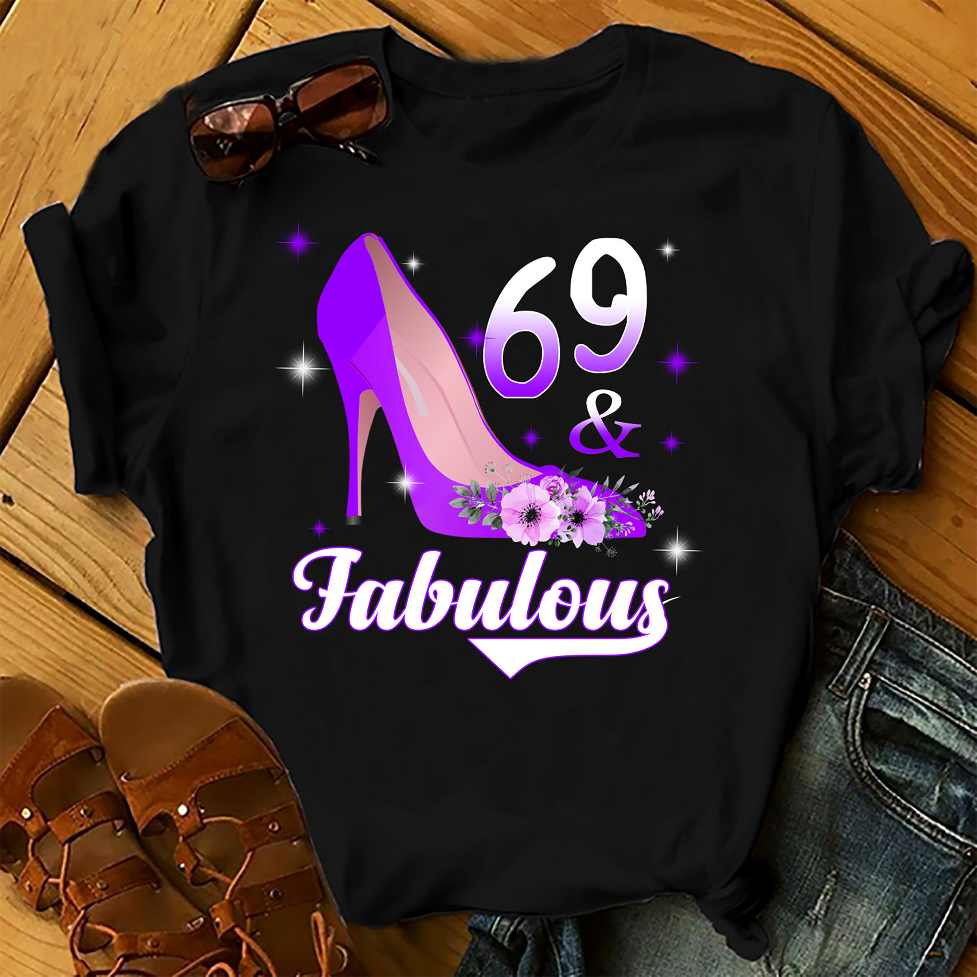 69 And Fabulous – Shirts Women, Birthday T Shirts, Summer Tops, Beach T Shirts