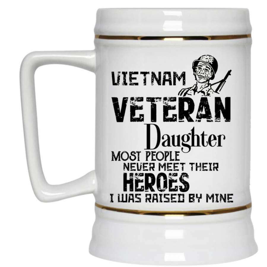 Cool Veteran’s Daughter Beer Stein 22oz, Vietnam Veteran Daughter Beer Mug