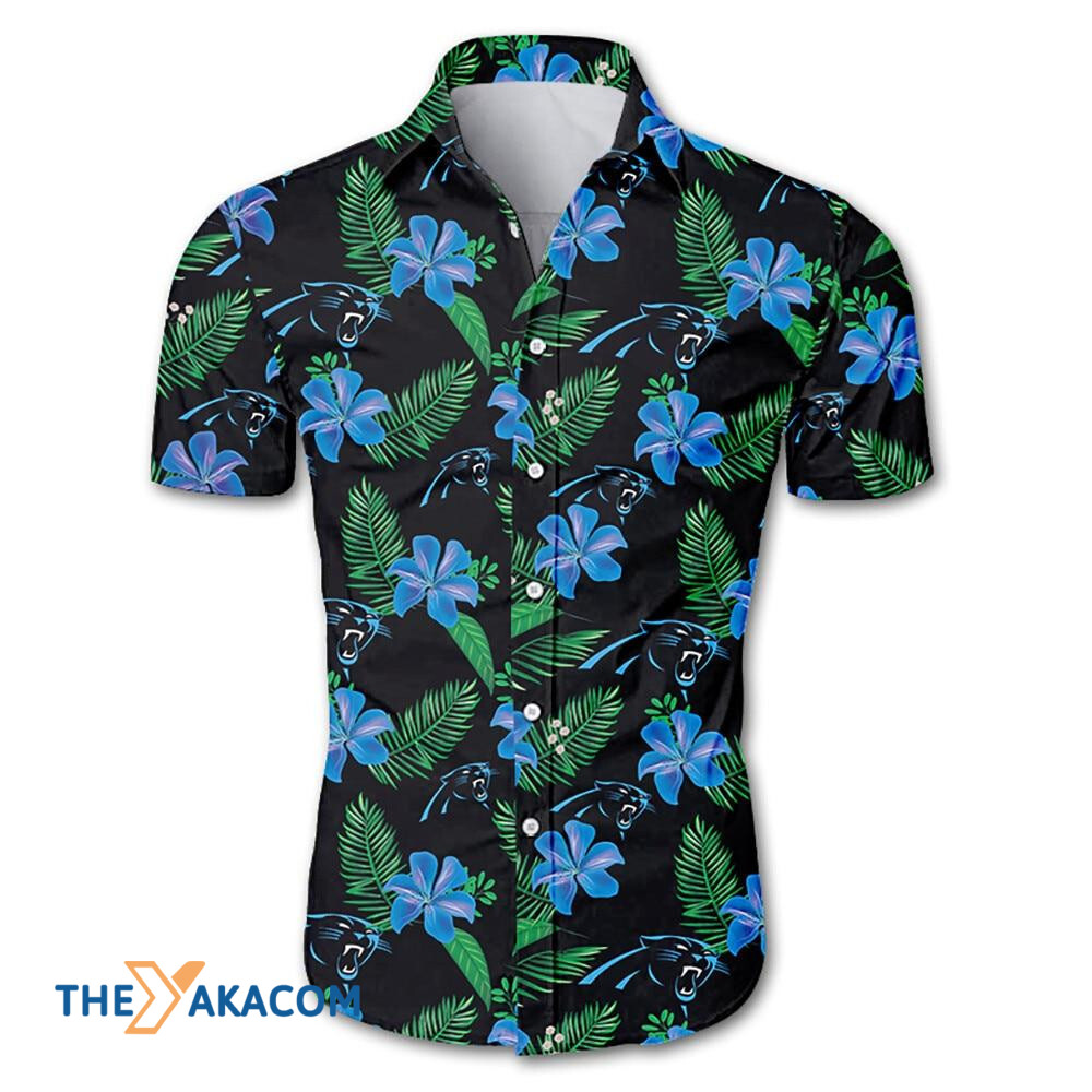 Carolina Panthers Nfl Team Floral Gift For Fan Button Up Shirt Short Sleeve Hawaii Ha14420