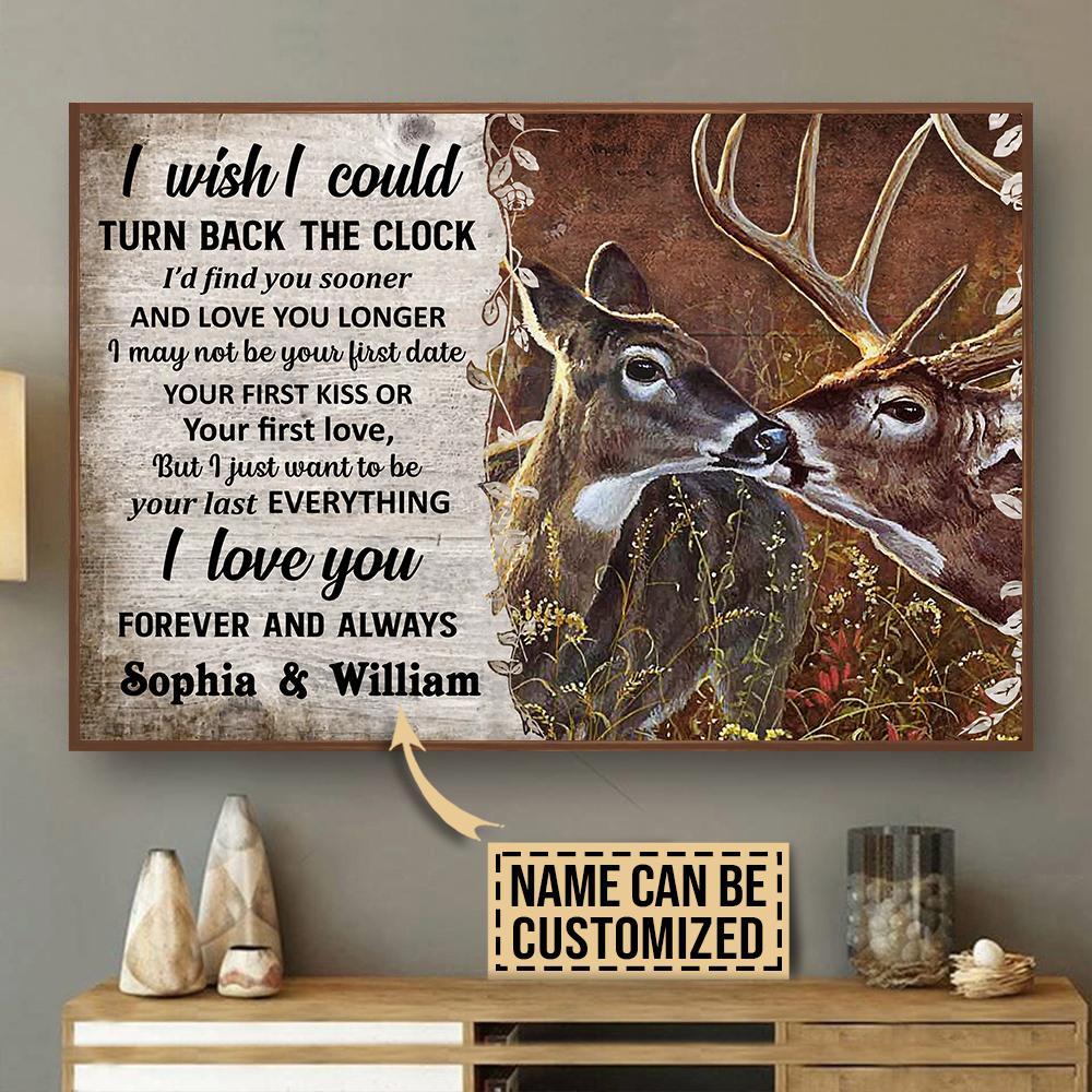 Aeticon Gifts Personalized Deer Turn Back The Clock Canvas Mom Dad Gift Home Decor