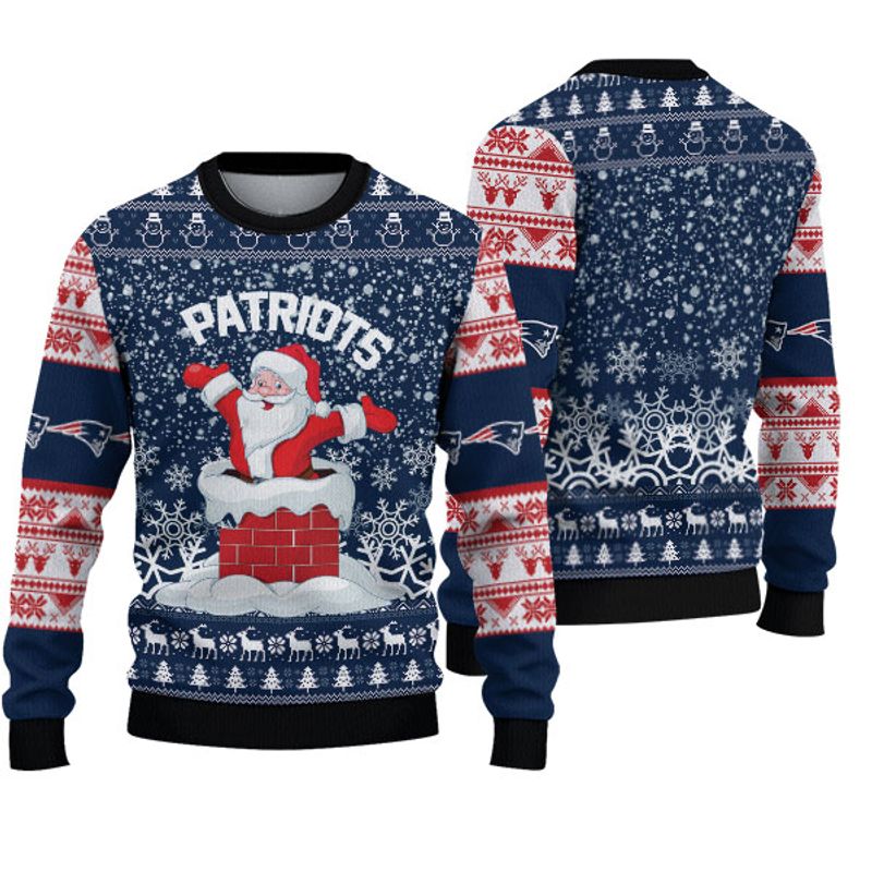 Vintage New England Patriots Sweatshirt Cute Santa Claus