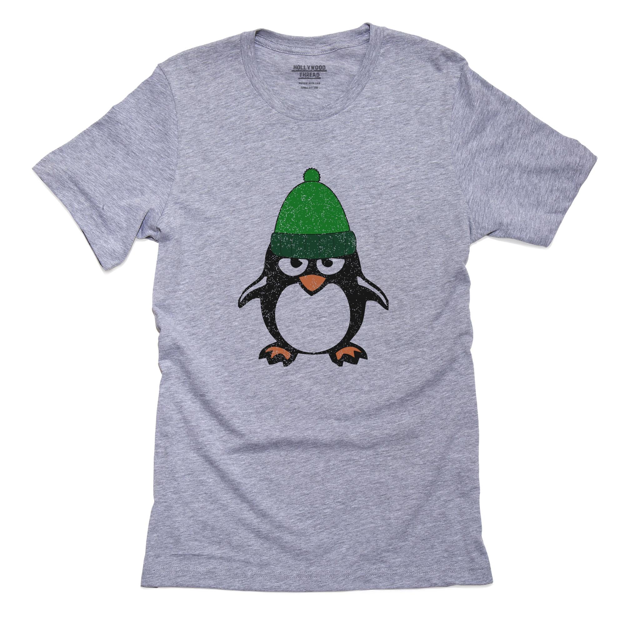 Cute Penguin with Green Beanie – Chilly T-Shirt, Framed Print, Pillow, Golf Towel