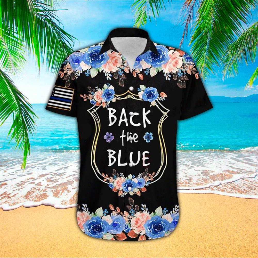 Police Officer Back The Blue All Over Printed Hawaii Shirt Aloha Ha54383