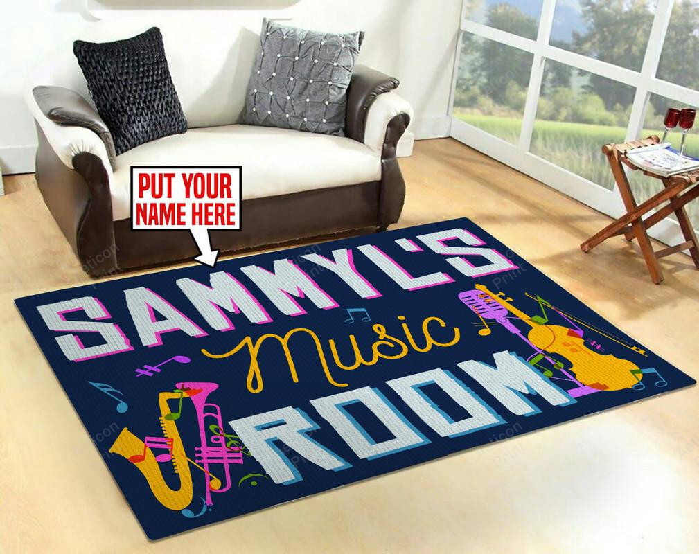 Personalized Music Room Area Rug Carpet Vintage Home Decor Gift Idea 6