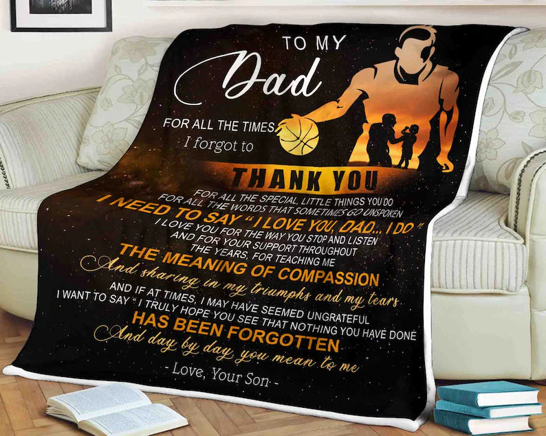 To My Dad Blanket, The Meaning Of Compassion, Gift For Dad Family Home Decor Bedding Couch Sofa Soft And Comfy Cozy