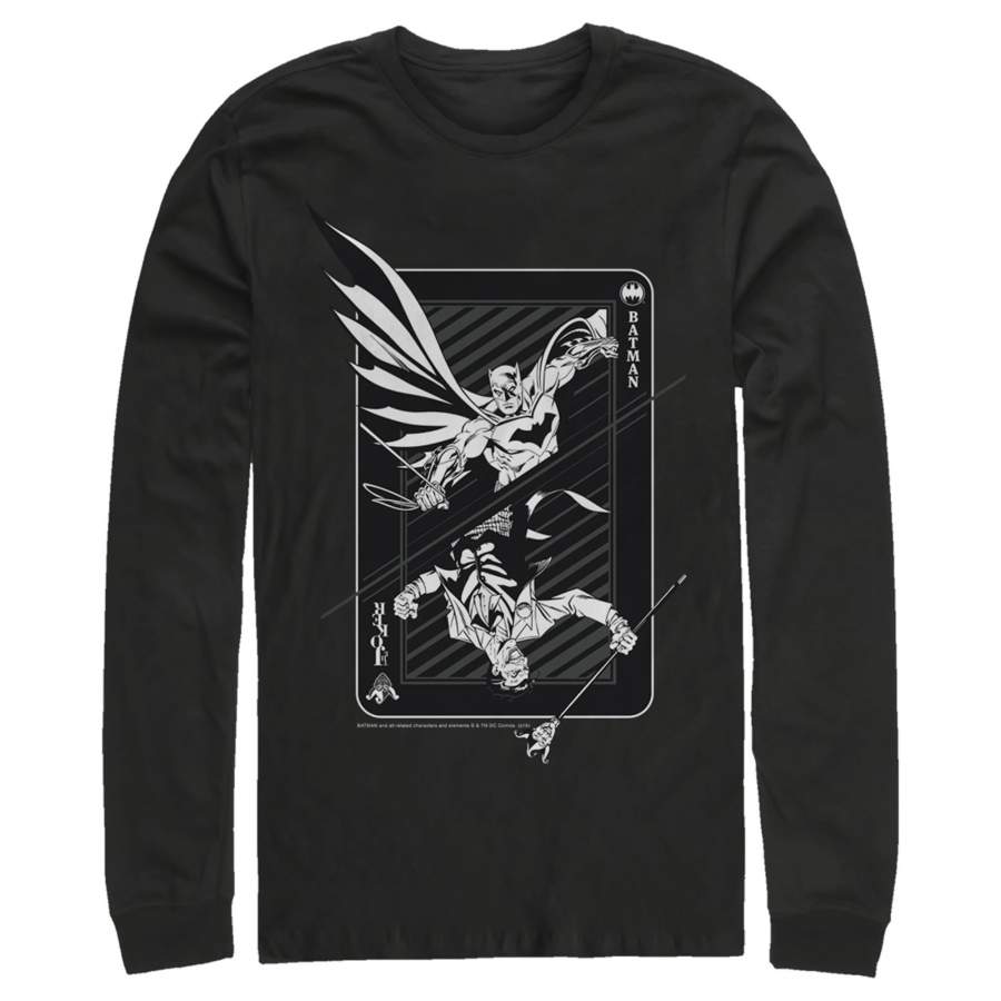 Batman Men’s Hero vs Villain Playing Card  Long Sleeve Shirt