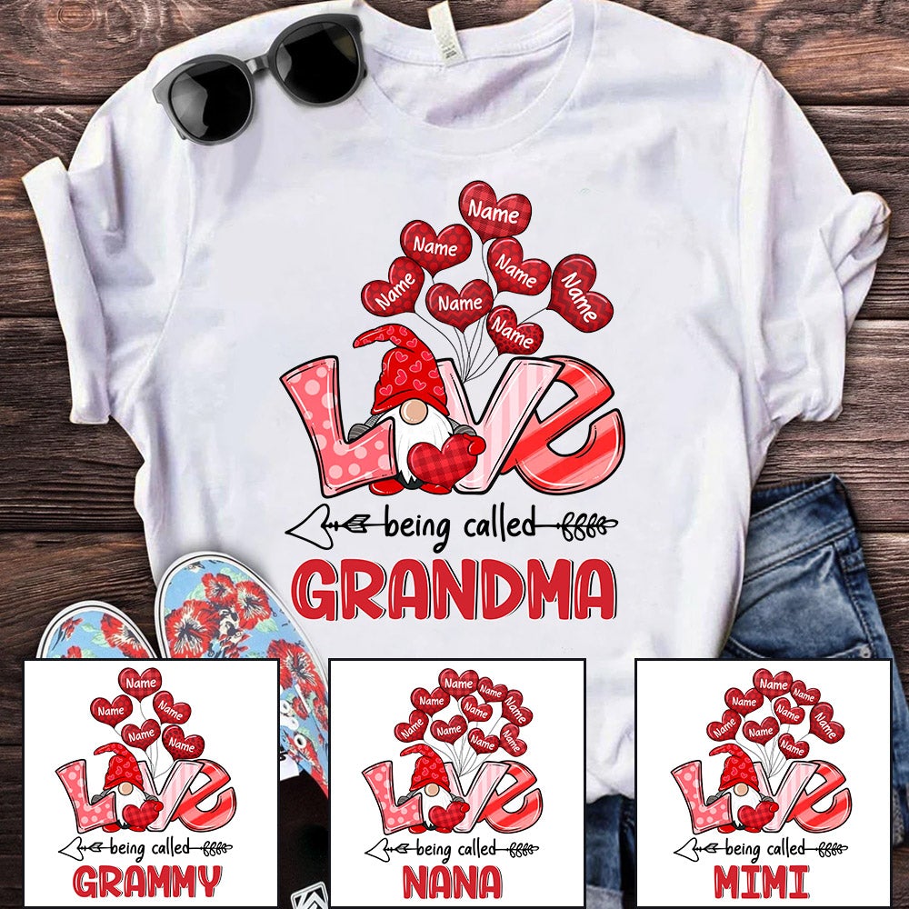 Grandma Gnomes Love Heart Balloons Personalized Shirt For Grandma Hn98 Lihd