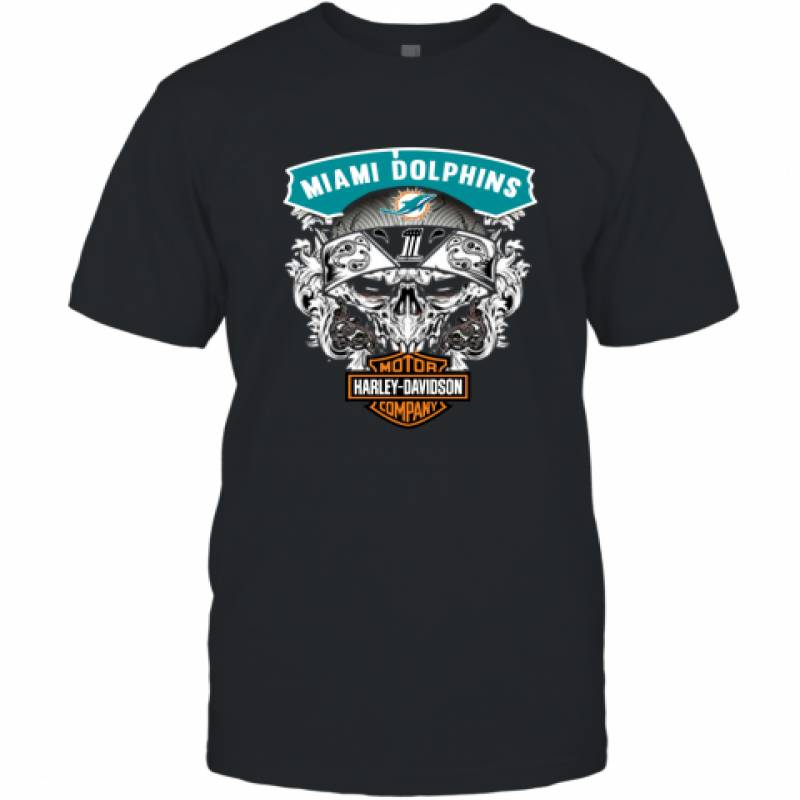 Skull Miami Dolphins Harley Davidson shirt T-Shirt