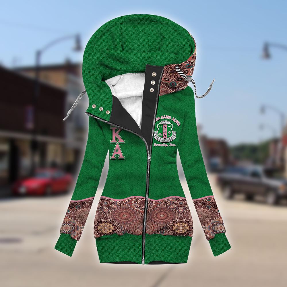 Alpha Kappa Alpha Fleece Sleeve Zipper Hoodie Outerwear