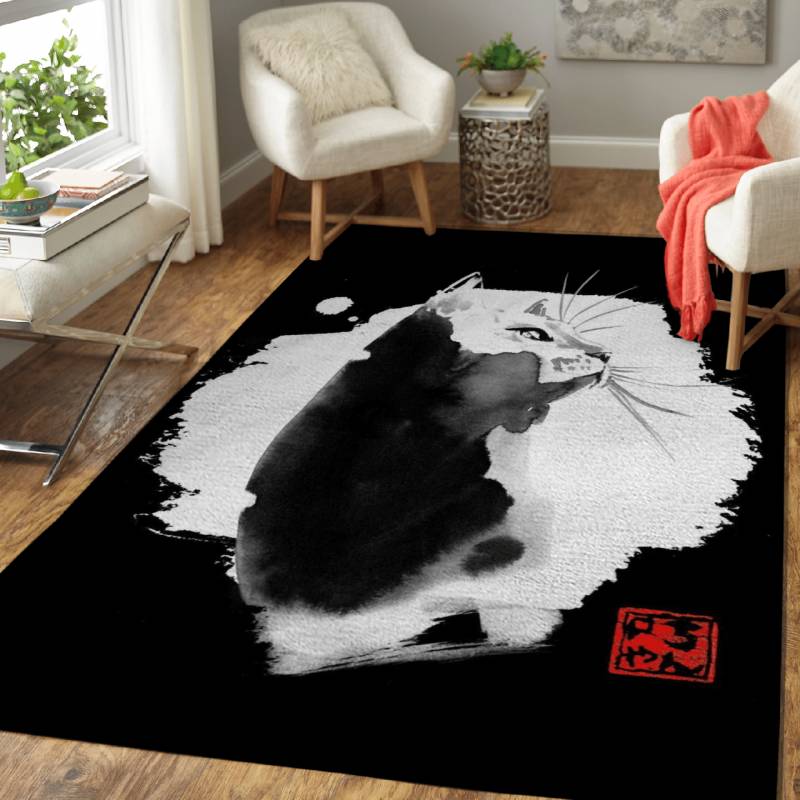 spot cat in white – Animals Area Rug Carpet