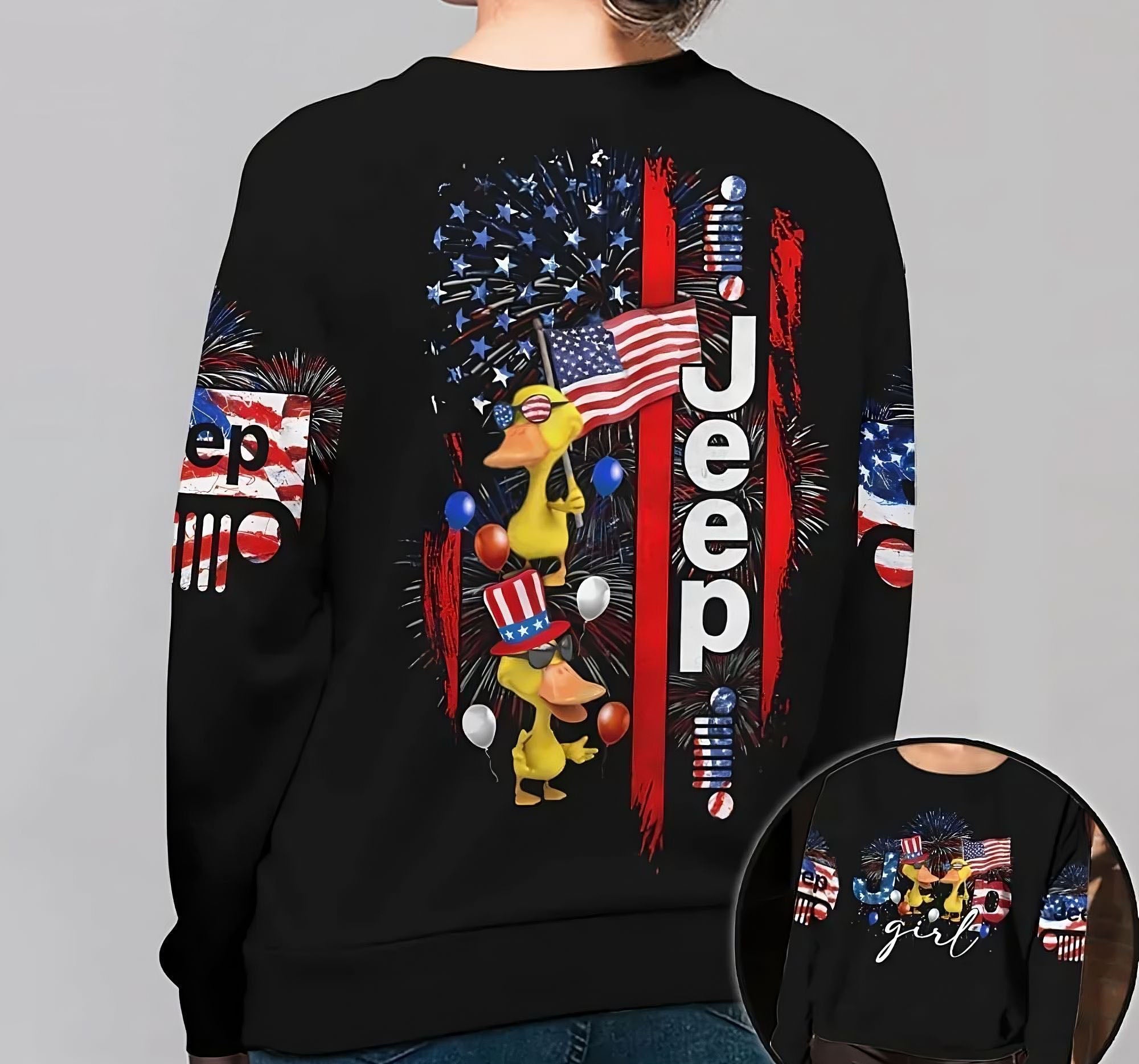 Jeep Girl Duck Flag All Over Print Sweatshirt