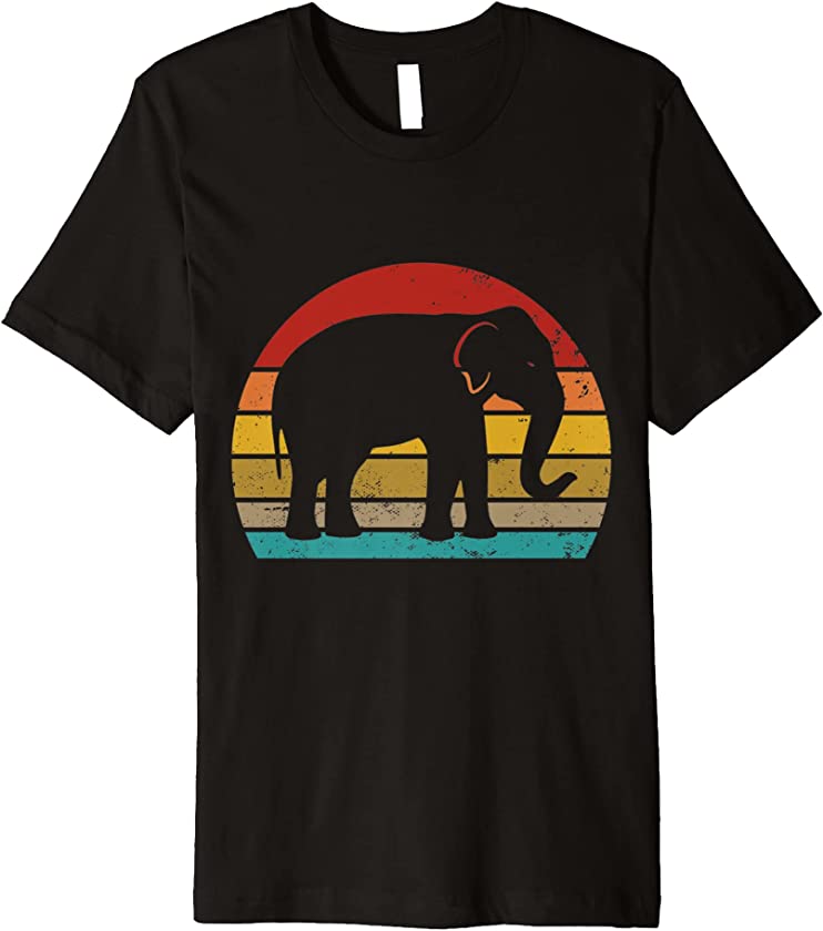 Vintage Retro Elephant Sunset 70s 80s 90s Elephant Party Premium T-Shirt